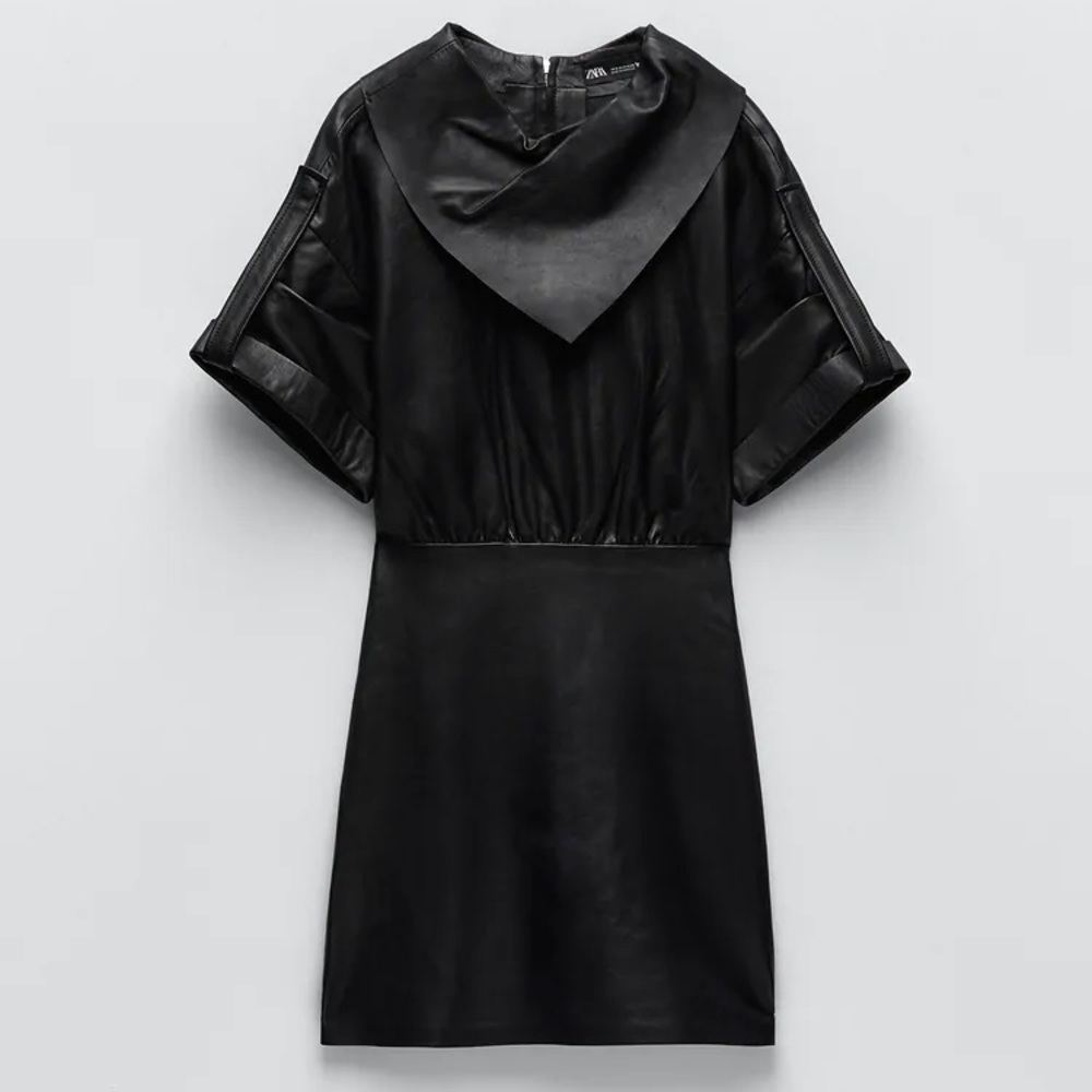 Zara black scarf Leather dress size medium